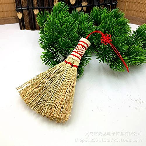 1Pcs 12cm Reisstrohbesen Mini Stroh Besen kleinen Besen Feger Handbesen Autobesen Besen Handgemacht Handgemachte Natürliche Bambus Besen Staubbesen Gartengerät