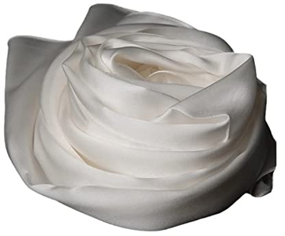 UK_Stone Einfarbiger weißer Herrenschal, 100 % Seide, 175 x 55 cm, weiß, Einheitsgröße