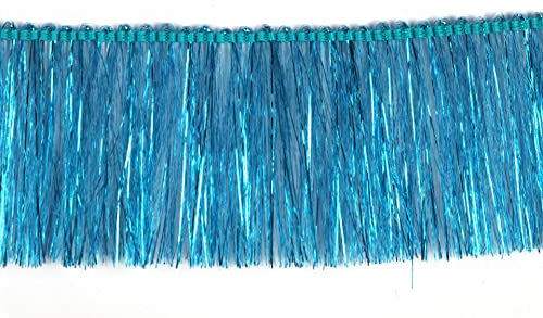 YYCRAFT Lametta-Fransen-Bordüre, Lametta-Girlande, metallische Fransenverzierung, 9,1 m, Türkis