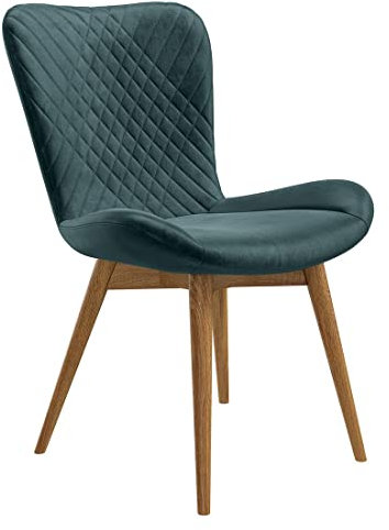 HOMELIV. Almond Schalenstuhl in Petrol,120kg maximale Belastbarkeit, 58x67x88cm, gemütlicher Esszimmerstuhl, massives Eichenholz-Gesstell