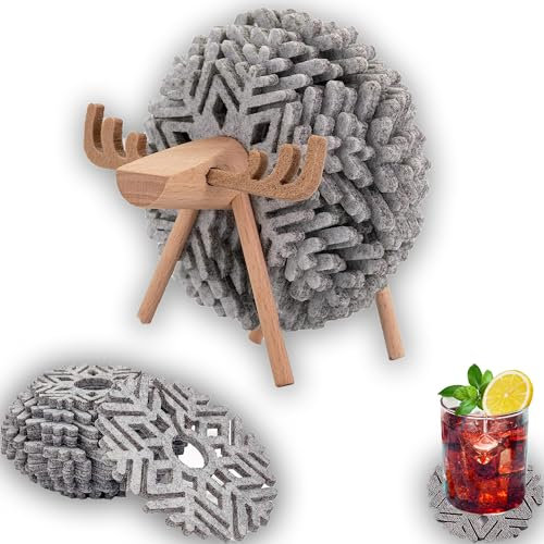 CEASELESLY Glasuntersetzer,Weihnachtsuntersetzer,Matten mit Schaf-förmiger Holzhalterung,für Getränke,Tassen,Bar, deko küche,Weihnachten Hochzeitsdeko,Hitzebeständige Platzdeckchen