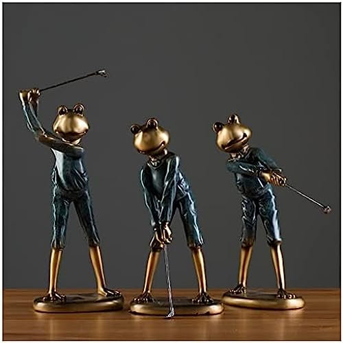 Froschfiguren Und Statuen, Golf-Dekoration Für Das Büro, 3 Kleine Tierstatuen Für Regale, Golfspieler-Skulptur, Krimskrams Für Männer, Lustige Heimbüro-Dekoration, Geschenke Für Frosch- Und Golfli