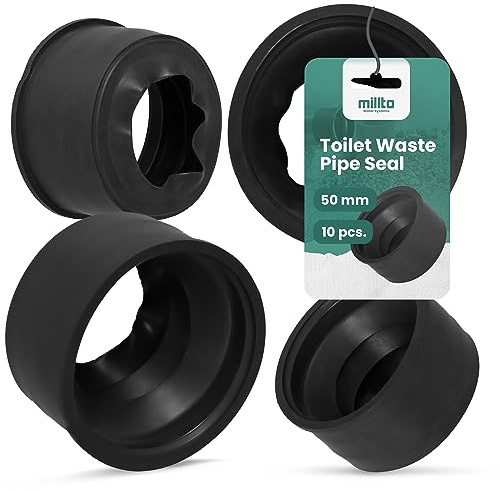 10x Millto™ Abflussrohrdichtung 50mm Gummi Dichtung Adapter Gummiring Manschette WC-Rohrdichtung Flexiblem-Unterlegscheibe PVC-Rohr PP Entwässerungssysteme Kanalisation