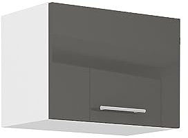 Kuechen-preisbombe Küche Hängeschrank 50 Lara Grau Hochglanz + Weiss matt Küchenzeile Küchenblock