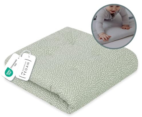 emma & noah Coperta per gattonare per bambini, 120 x 120 cm, grande e imbottita, in cotone biologico, certificazione Oeko-TEX, morbida coperta da gioco e inserto per box per ragazzi e ragazze (fiore