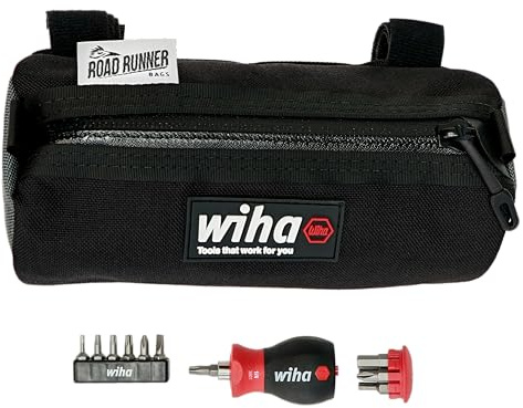 Wiha 91801 14-teiliges Stubby-Fahrradreparatur-Multi-Treiber mit Road Runner® Burrito-Taschen-Set
