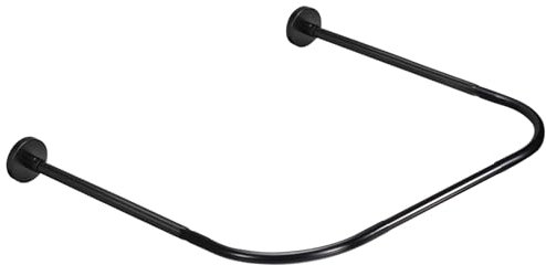 QUARKZMAN Dehnbare Dusche Vorhangstange Rack Edelstahl U Geformt Dusche Vorhangstange Kein Bohrer für Badezimmer Badewanne 80cm/31 Breite Schwarz