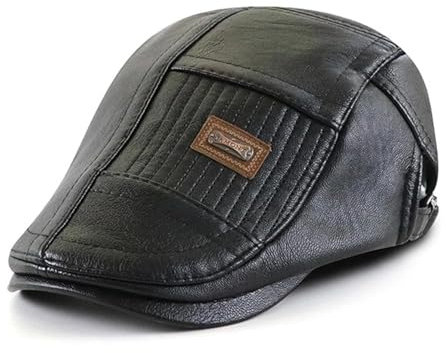 WOYUANSHA Barett Baskenmützen Für Herren Baskenmütze Herren Entenschnabel Newsboy Cap Herringbone Herren Flache Schirmmütze Für Verstellbar 56 Bis 60 cm 15241Schwarz