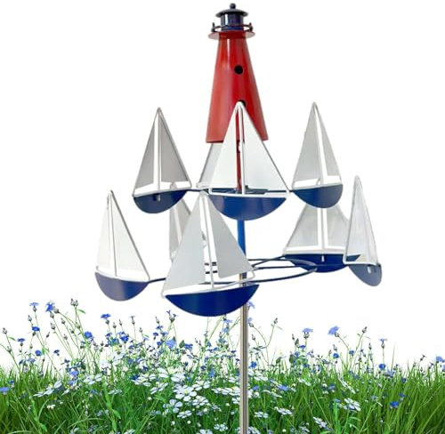 Escultura de viento cinética, hilanderos de viento al aire libre, Escultura de viento de metal con forma de vela a prueba de herrumbre, Arte cinético, novedad, molino de viento impermeable para jardín