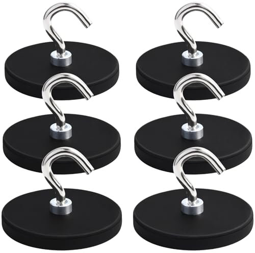 MIN CI Confezione da 6 ganci magnetici al neodimio extra forti D43 x 6 mm M4 avvitabili piatti magneti con foro svasato da avvitare su pentole rotonde grande magnete