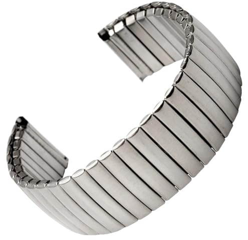 NVYRFS Bracelet de montre élastique en métal, 20mm 22mm, extensible, en acier inoxydable, poli et mat(Silver,22mm)