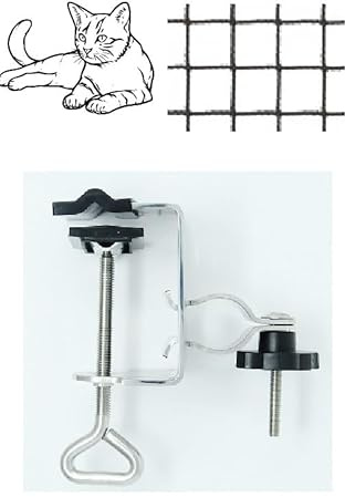 Aktion - Edelstahl Balkon KATZENNETZ Halter an rund oder eckig mit ø bis 50 mm und Stöcke bis 38 mm ø -Zum aktuellen Test-Preis Made B. Württemberg