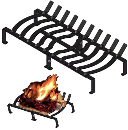 24IN Fireplace Grates,Solid Steel Heavy Duty Fireplace Log Grates,Outdoor/Indoor Cast Iron Grates,Fireplace Firewood Racks,Indoor Fireplacesoutdoor Fire Pitschimneysfireplace Firewood Tools