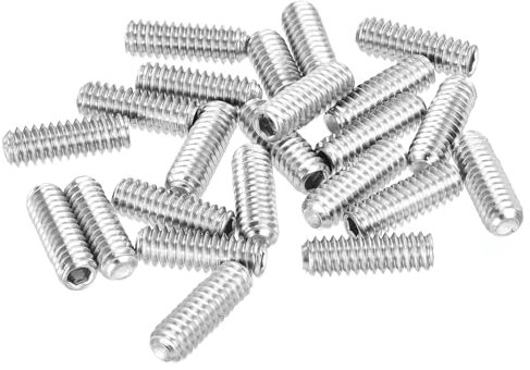 sourcing map Socket Set Screws,25Pcs 1/4x3/4- 304 Stainless Steel Hex Socket Set Headless Cup Point Grub Screws,for Repairing Compact Instruments, Machinery and Equipment (Silver)