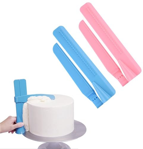 JCUGSBS Lot de 2 grattoirs à gâteau pour application de glaçage, outils de décoration réglables, crème, plastique, spatule, fondant, lisseur à cake