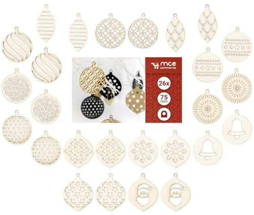 Weihnachtsaufhänger, Christbaumschmuck, 26 Stück, 6cm, Natur