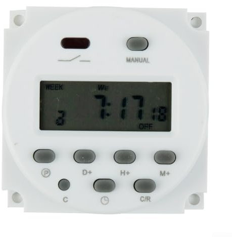 Digitaler LCD-Zeitschaltuhr, programmierbar, 12 V, 16 A, geeignet für DC/AC, Lampen, Warmwasserbereiter, mit Drahtverbindern und wasserdichter Abdeckung (C)