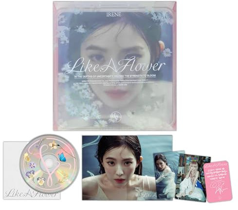 IRENE - 1st Mini Album [Like A Flower] (Case Ver.) Cover + Photo Book + Postcard + CD-R + Photocard + Folded Poster + 2 Pin Badges + 4 Extra Photocards