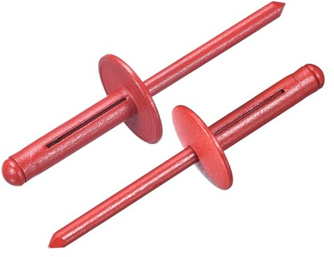 sourcing map 50Pcs 3/16x3/4 Aluminum Large Head Tri Grip Rivets, Large Flange Tri Grip Rivets for DIY, Sheet Metal, Automotive Repairs, Furniture, Marine Boat (Red)