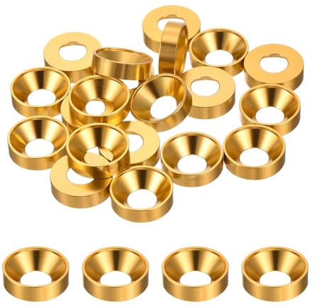 QUARKZMAN paquet de 20 M8 Rondelles coniques en aluminium anodisé (Or) | pour vis RC/FPV/PC/Drone, Pièces de modèles d'accessoires mécaniques, Rondelles coniques