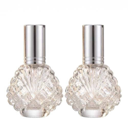 QUUPY 2Pcs 15ML/0.5OZ Perfume Glass Spray Bottle Empty Glass Perfume Atomiser Refillable Fine Mist Atomizer Cosmetic Containers for Travel Home (Transparent)