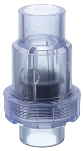QUARKZMAN UPVC Rückschlagventil, 32mm ID Einzelgewerkschaft Rückschlagventil Passend für 1 OD Rohr DN25 Slip Swing Rückflussverhinderung, Transparent