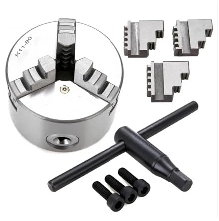DAISHUJIE Drehfutter 3 Zoll 3-Backen-Drehfutter, selbstzentrierend, K11-80, K11 80 80 mm, mit Schraubenschlüssel und Schrauben, gehärteter Stahl, for Bohr- und Fräsmaschinen