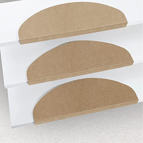 Rutschfeste Sisal-Stufenmatten für Treppenschutz, Dämpfung und Sicherheit, Dunkelbeige, 65 x 25 cm, Braun, 15 Stück
