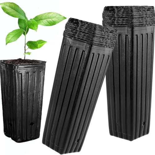 Lot de 50 Pots De Pépinière, Pots Hauts en Plastique avec Trous De Drainage pour Arbres Et Plantes De Jardin, Pot De Culture pour La Plantation Intérieure Et Extérieure (50 Pièces)