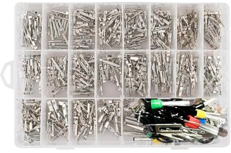 JDIEOQA 340pcs Automotive Electrical Wire Connectors Assorted set, Male Female crimps Pins Not Insulated crimps Pin Metal Terminals Auto Wire Terminals set