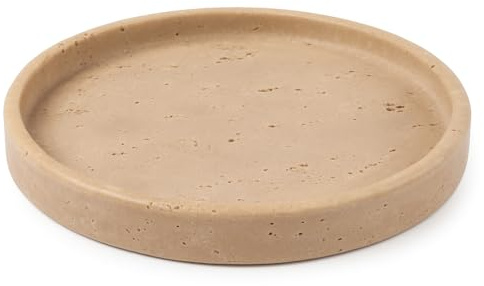 Kalu creations ROTONDI– Piatto Rotondo in Travertino Naturale Ø 25 cm | Decorazione Elegante per Casa, Bagno, Cucina | Portaoggetti, Vassoio, Base per Candele