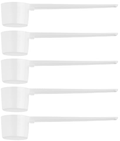 Hopzab 5 PCS Reusable Protein Scoop, 5g Measuring Scoop Set, Durable Plastic Kitchen Spoons for Protein Powder, Coffee, Liquids & Granules, Dishwasher Safe
