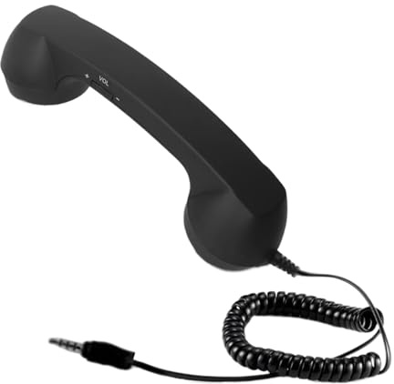 Retro Phone Handset, 3.5mm Jack Desk Accessory, Plug-in Cell Phone Handset for Meeting, Video Conferences, Calls on Computer, Laptop, Tablet, Office, Home, School, Travel, and Living Room