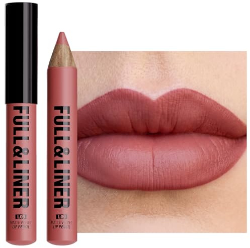 Jutqut Matt Lip Liner Pencil & Lipstick-Wasserfester Lippenkonturenstift,#9 | Wasserfest & Wischfest, Hochpigmentiert & Langanhaltend, Samtig-Cremige Textur, Nicht klebrig