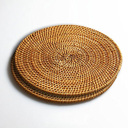 Handgefertigte Rattan Topfhalter, Anti-Rutsch, langlebig, Hitzebeständige Hot Pads Perfekte moderne Home Decor Hitzebeständige Untersetzer Cup Isolationsmatte (Φ13CM, 2PCS)
