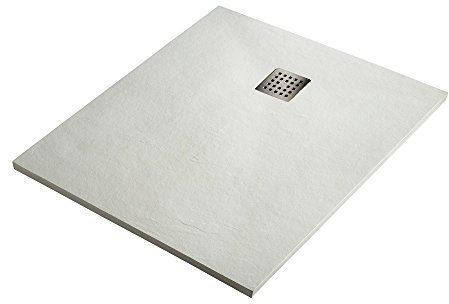 Plato de Ducha Resina Sintextone Mod. Pacifico 80 cm Ancho (90x80, Blanco Ral 9003)