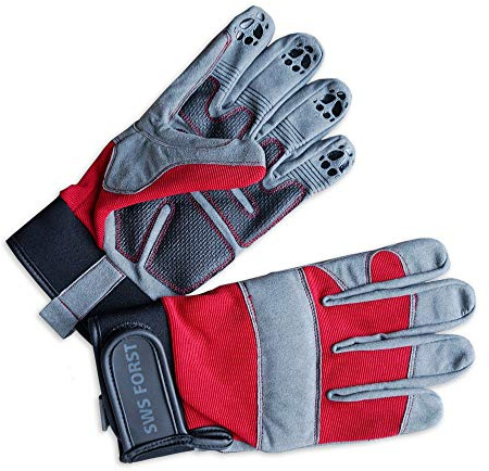 SWS Forst GmbH Leder Forsthandschuh Gartenhandschuh Super Grip mit Klettbandverschluss Größe S bis XL