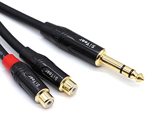SiYear Dual RCA to 1/4 Cable，6.35mm (1/4 inch) Male Stereo to 2RCA Female Y Splitter Adapter Cable（5Feet