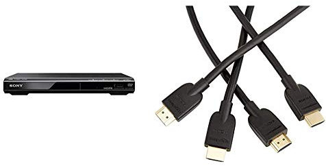 Sony DVPSR760H DVD Upgrade Player (HDMI, 1080 Pixel Upscaling, USB Connectivity) & Amazon Basics High-Speed 4K, Ultra HD, HDMI 2.0 Cable - 3m / 10 Feet (2-Pack) (Latest Standard) Supports Ethernet