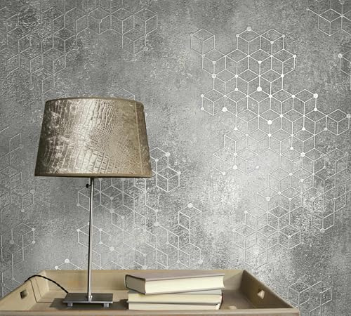marburg Tapete Grau Grafisch für Wohnzimmer Schlafzimmer Made in Germany 10,05 x 0,53m