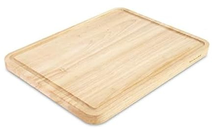 KitchenAid Classic Rubberwood Cutting Board with Perimeter Trench, Reversible Chopping Board, 11-inch x 14-Inch, Natural