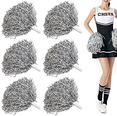Niuhong 6 PCS Cheer Leader Poms Pom Bright Metallic Cheers Ball Squad Cheer Sport Farben Pompons Poms Hand Flower Bands Spirit Cheering Pom Colours Accessories Cheerleading Sports Games Team
