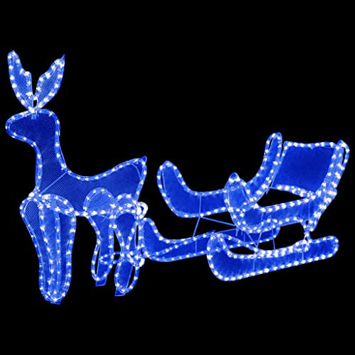 vidaXL Weihnachtsbeleuchtung Rentier Schlitten mit Mesh Beleuchtet Weihnachtsdeko Weihnachtsdekoration Deko Figur Innen Außen 432 LEDs