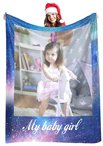 Personalisierte Decke Fotodeck mit Eigenem Foto Personalisiert Kuscheldecke mit Fotos, Fotogeschenke für Freundin, Mama, Papa, Oma, Opa, Muttertagsgeschenk Geburtstag, 1 Foto