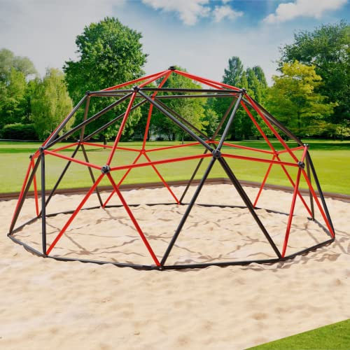 VESKA Klettergerüst DomeClimber Kinder Metall Kletterkuppel Geodome (10FT - 305cm, anthrazit/rot)