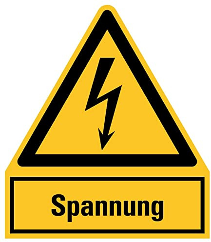 Aufkleber Warnung Spannung Warnschild Folie signalgelb ähnl. ISO 7010 | Größen wählbar Made in Germany, Größe: 420x490 mm