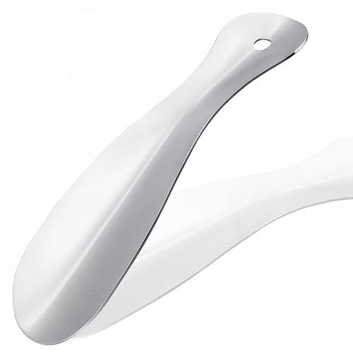JK Trade® Calzador de acero inoxidable estable de 19 cm | Calzador de acero inoxidable para viajes | Calzador pequeño para viajes | Longitud y ancho optimizados | Cuerno para zapatos