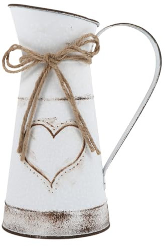 HEMOTON Metal Jug Vase White Vase Shabby Chic Home Accessories Rustic Metal Vase Jug Sign Pitcher Jug Vases for Flowers 23. 5X15. 5 Cm