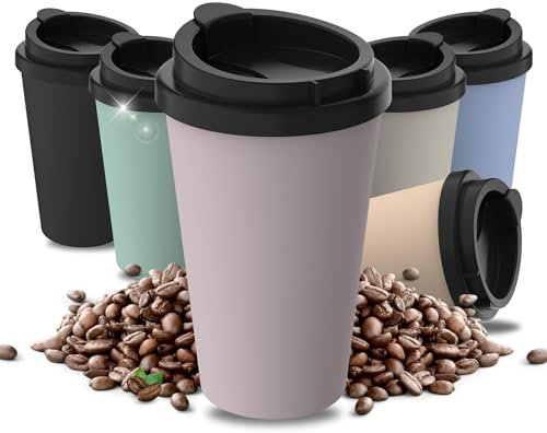 Thermobecher Kaffee to go aus Bio-Kunststoff - Kaffeebecher 350 ml BPA-frei & 100% recyclebar - Made in Germany Trinkbecher mit Deckel - Coffee Mug fürs Büro, Auto, Schule uvm. (Flieder)