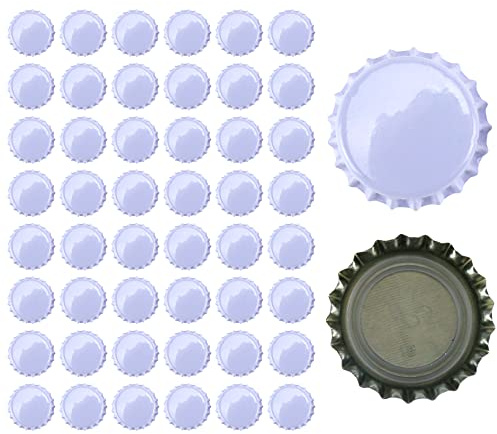 Curqia Beer Bottle Caps Aluminum White Bottle Caps 26mm Standard Size Bottle Caps Bulk, 50PCS